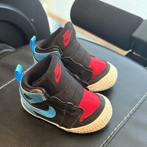 Nike Jordan 1 crib shoe Black, Red, and Blue